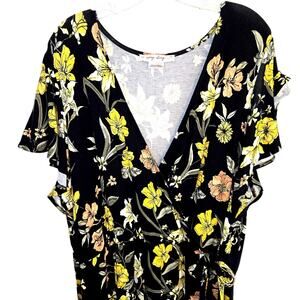 In Every Story 2X Black Women's Short Sleeves Sun Dress Plus 18W 20W 2XL XXL